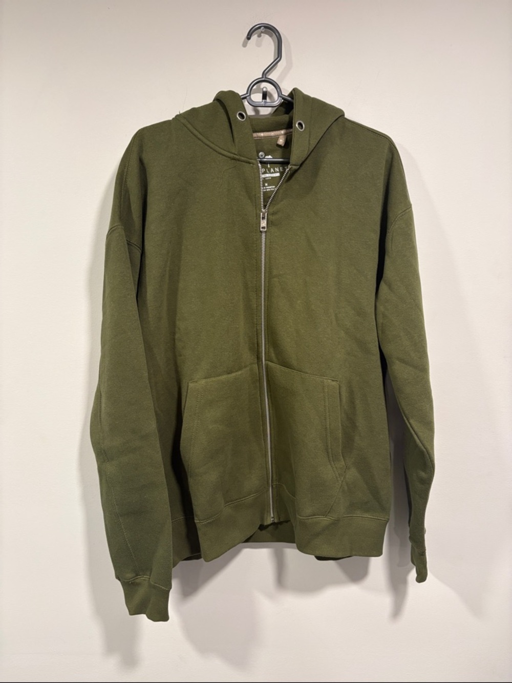 Free Planet Olive Zip-Up Hooded Sweater